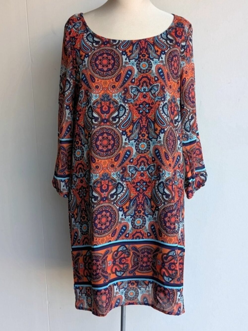 Lily Morgan Paisley Long Sleeve Shift Dress